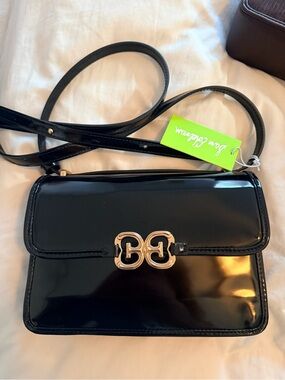 Sam Edelman Black Patent Crossbody with Gold Double-G Hardware